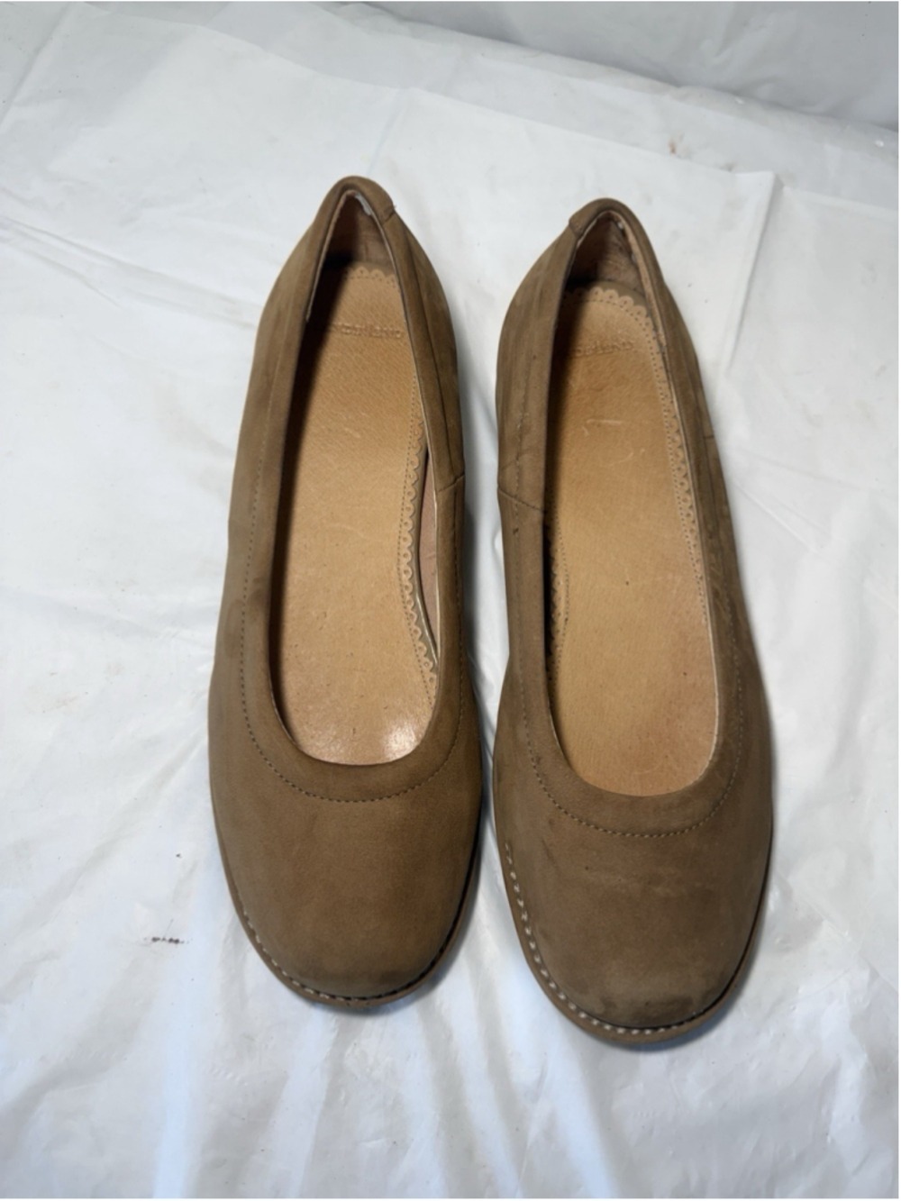 Lands End Shoes Womens Slip On Round Toe Suede Flats Ballet 9.5B 32447 brown
